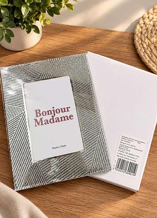Срібна фоторамка bonjour madame 10х15 см нова