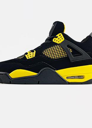 Чоловічі кросівки nike air jordan 4 retro thunder black yellow | 41–45