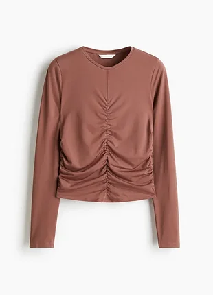 Драпірований топ лонгслів з довгими рукавами h&m