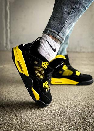 Чоловічі nike air jordan 4 retro "thunder"🖤💛