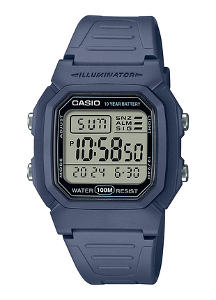 Мужские часы casio w-800h-2a полимерный ремешок синий дисплей