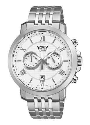 Мужские часы casio beside bms-500d-7a стальной браслет белый циферблат