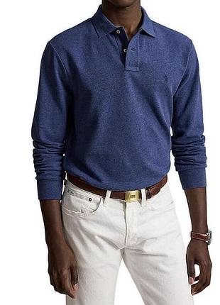 Мужское хлопковое поло с длинным рукавом polo ralph lauren размер м