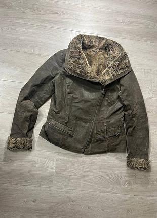 Женская кожаная куртка на меху как allsaints