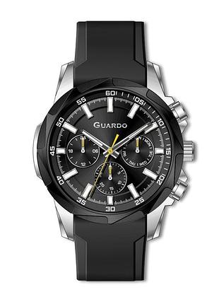 Guardo 012820-4 мужские часы черный циферблат силиконовый ремешок