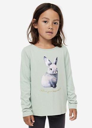 Світшот для дівчинки h&m м'ятний з кроликом 110-116р