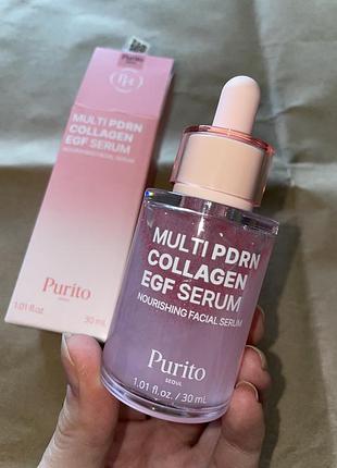 Сироватка для обличчя purito multi pdrn collagen egf serum для зволоження та пружного вигляду шкіри 30 мл