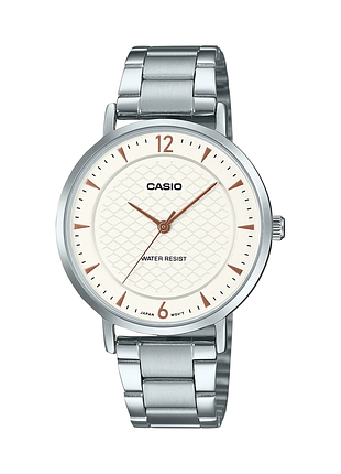 Жіночий годинник casio ltp-vt04d-7a сталевий браслет білий циферблат
