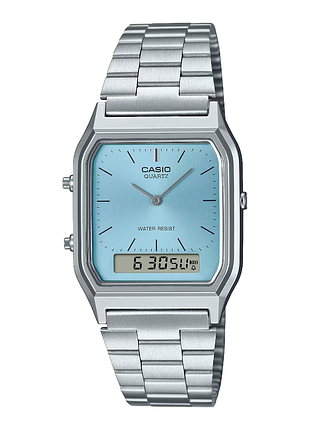 Часы унисекс casio aq-230a-2a1 стальной браслет голубой циферблат