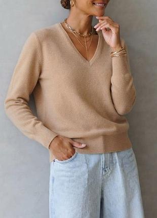 Бежевий кашеміровий джемпер жіночий the cashmere collection/ монако 46-50 новий