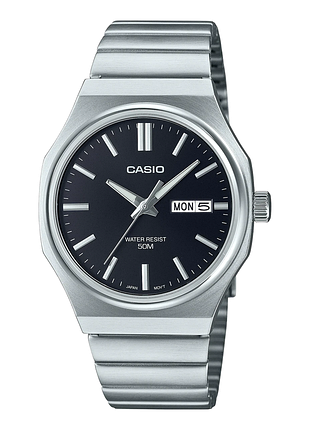 Мужские часы casio mtp-e735d-1a стальной браслет чёрный циферблат