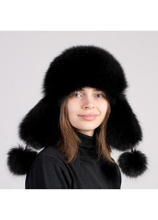 Жіноча тепла вушанка, хутро, песець, 54/55