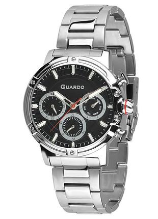 Guardo 012716-2 чоловічий годинник чорний циферблат сталевий браслет