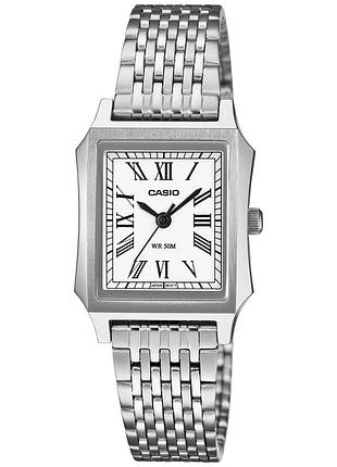 Женские часы casio ltp-b190d-7b стальной браслет белый циферблат