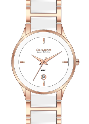 Guardo s03001-6 женские часы белый циферблат стальной браслет