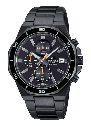 Мужские часы casio edifice efv-640dc-1a чёрный стальной браслет чёрный циферблат
