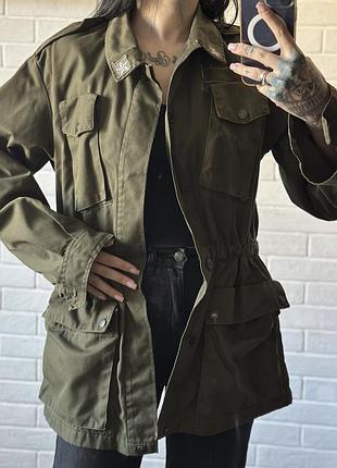 Куртка жіноча military style кольору хакі