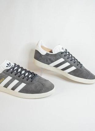 Adidas gazelle dark grey кожаные кеды кроссовки оригинал! размер 42 26,5 см
