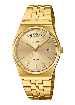 Мужские часы casio mtp-b146g-9a стальной браслет золотистый циферблат