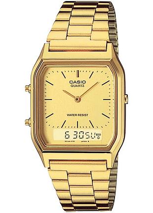 Часы унисекс casio aq-230ga-9d стальной браслет золотистый циферблат