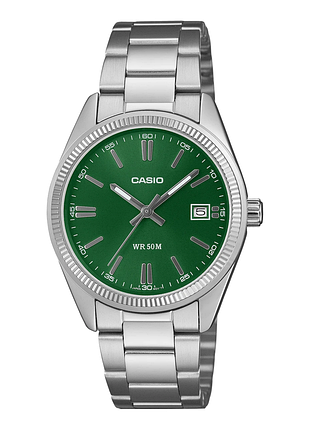 Годинник унісекс casio utp-1302pd-3a1 сталевий браслет зелений циферблат