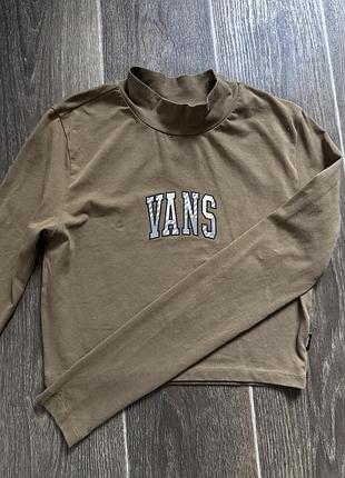 Лонгслів жіночий vans хакі з написом