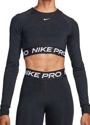 Футболка жіноча nike nike pro df 365 crop ls чорна