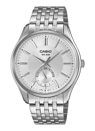 Чоловічий годинник casio mtp-b315d-7a сталевий браслет сріблястий циферблат