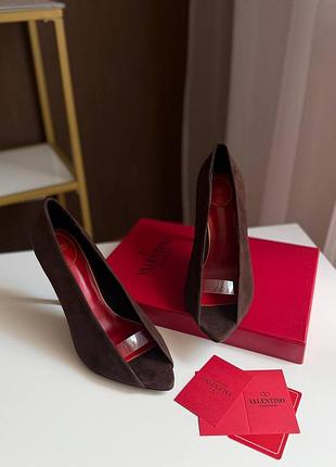 Туфлі valentino відкритий носок замша