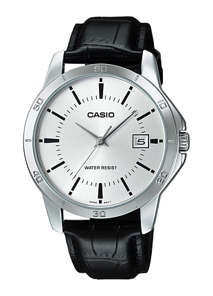 Чоловічий годинник casio mtp-v004l-7a шкіряний ремінець білий циферблат