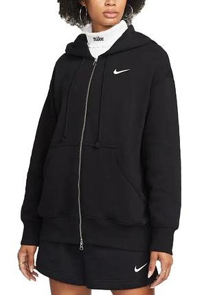 Женская толстовка nike w nsw style flc fz hoodie os черная