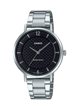 Женские часы casio ltp-vt04d-1a стальной браслет чёрный циферблат