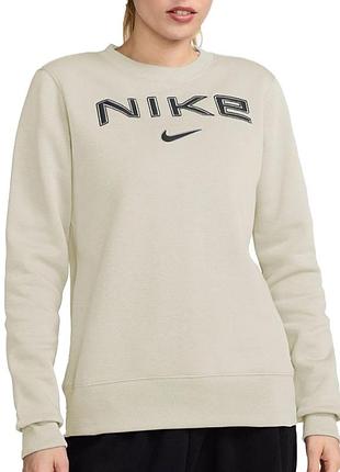Женская толстовка nike w nsw phnx flc std logo crew бежевая