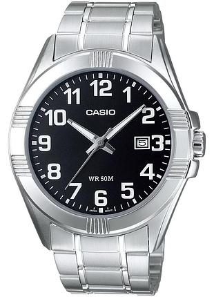 Casio mtp-1308d-1b чоловічий годинник чорний циферблат сталевий браслет