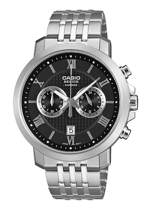 Мужские часы casio beside bms-500d-1a стальной браслет чёрный циферблат
