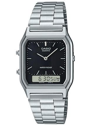Годинник унісекс casio aq-230a-1d сталевий браслет чорний циферблат