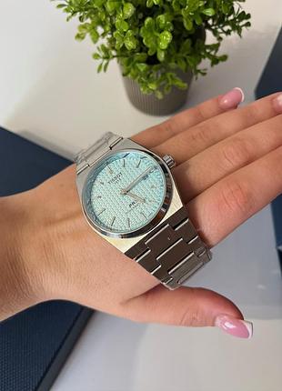 Мужские часы tissot prx powermatic 80 40 мм — автоматический механизм, тифани циферблат, сталь