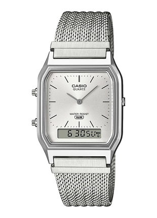 Часы унисекс casio aq-230em-7a стальной браслет серебристый циферблат