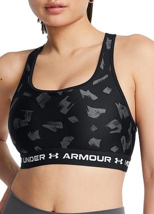 Бра женский under armour crossback mid print черный