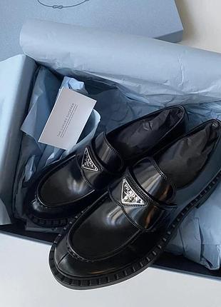 Prada platform leather loafers