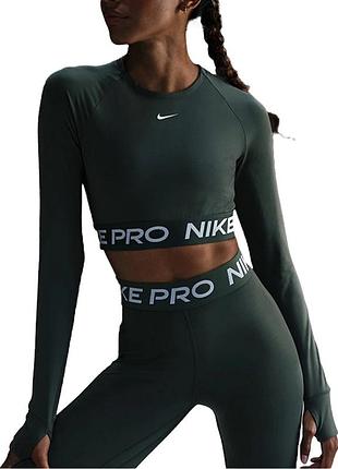 Футболка жіноча nike nike pro df 365 crop ls зелена