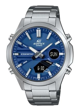 Мужские часы casio edifice efv-c120d-2a стальной браслет синий циферблат