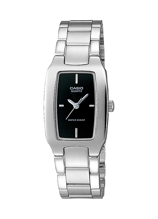 Жіночий годинник casio ltp-1165a-1c сталевий браслет чорний циферблат