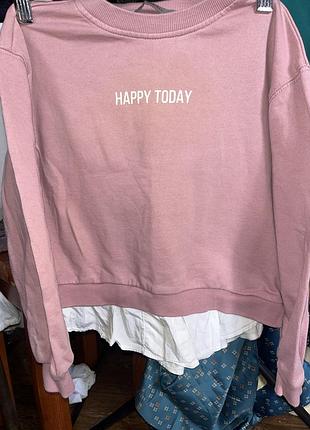 Світшот для дівчинки рожевий з написом happy today