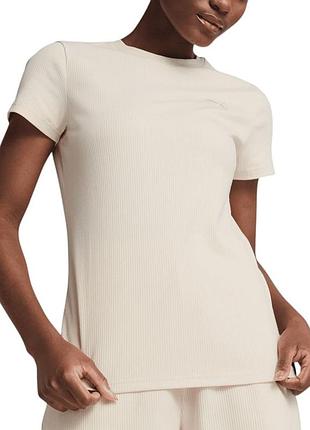 Футболка жіноча puma ess elevated tee бежева 68502187