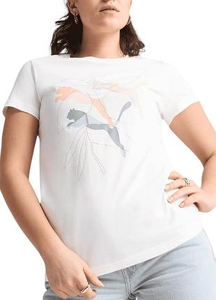 Футболка женская puma graphics branded leaf tee белая 68508202