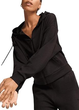 Женская толстовка puma her crop full-zip hoodie черная 68505601