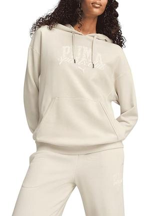 Женская толстовка puma class relaxed hoodie бежевая 68503487