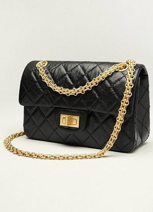 Сумка chanel 20 см черная золотая фурнитура