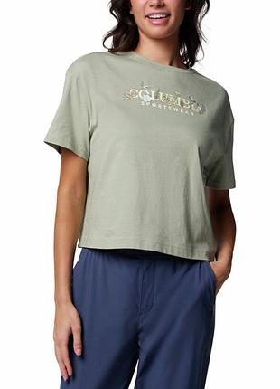 Футболка жiноча columbia rolling bend™ graphic relaxed crop ss хакі